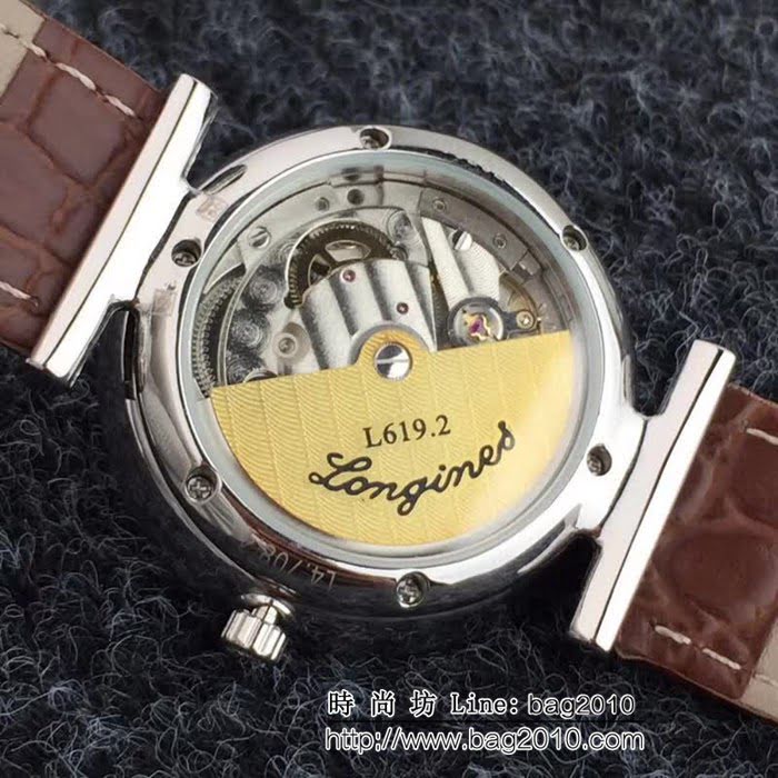 LONGINES浪琴 精鋼表殼 牛皮錶帶男士時尚腕表 WSS1877
